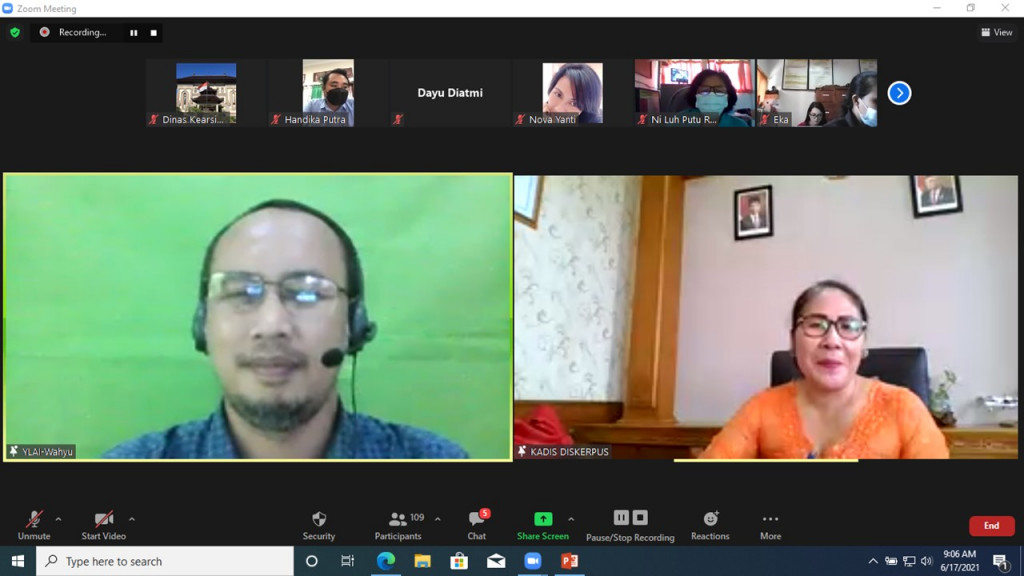 Dinas Kearsipan dan Perpustakaan Badung Gelar Webinar Bekerjasama Dengan Yayasan Literasi Anak Indonesia